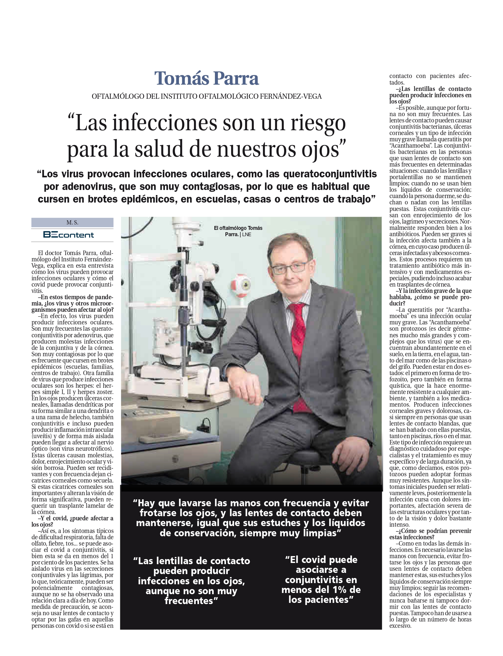 Dr. Tomás Parra en La Nueva España
